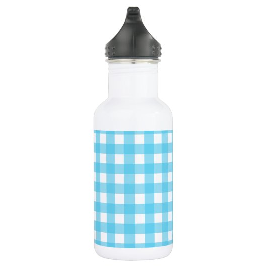 Hellblauer Gingham Edelstahlflasche (Rechts)