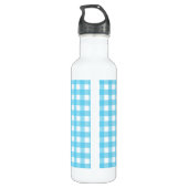 Hellblauer Gingham Edelstahlflasche (Rückseite)
