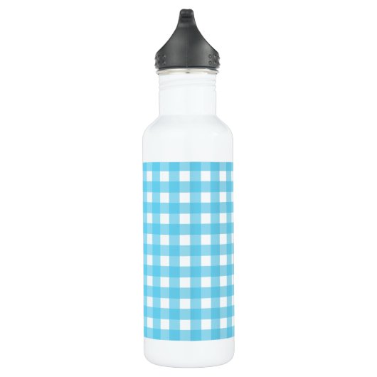 Hellblauer Gingham Edelstahlflasche (Rechts)