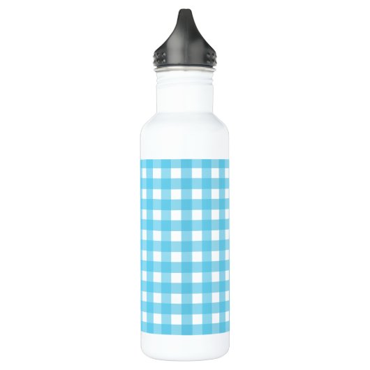 Hellblauer Gingham Edelstahlflasche (Links)