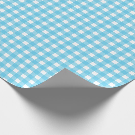 Hellblauer Gingham Geschenkpapier (Ecke)