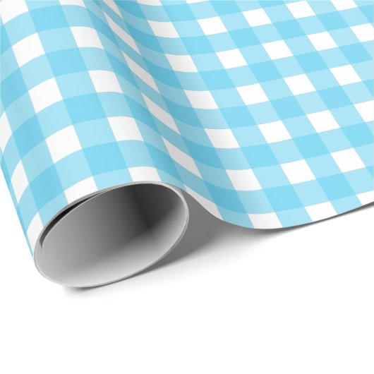 Hellblauer Gingham Geschenkpapier (Rolleneckpunkt)