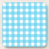 Hellblauer Gingham Getränkeuntersetzer (Vorderseite)