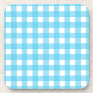 Hellblauer Gingham Getränkeuntersetzer