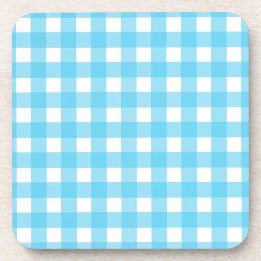 Hellblauer Gingham Getränkeuntersetzer (Vorderseite)