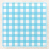 Hellblauer Gingham Glasuntersetzer (Vorderseite)