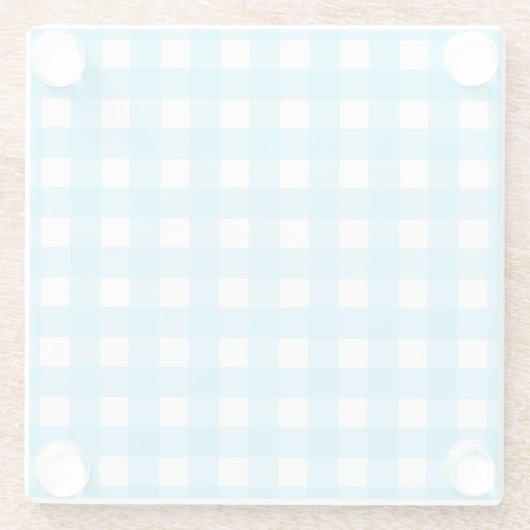 Hellblauer Gingham Glasuntersetzer (Rückseite)