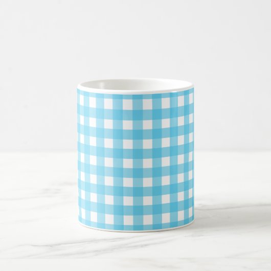 Hellblauer Gingham Kaffeetasse (Mittel)