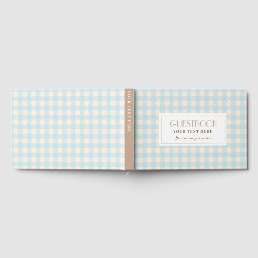 Hellblauer Gingham kariert geprüft Gästebuch (Voll)