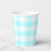 Hellblauer Gingham-Karo-Musterpapierbecher Pappbecher (Rechts)
