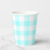 Hellblauer Gingham-Karo-Musterpapierbecher Pappbecher (Vorderseite)
