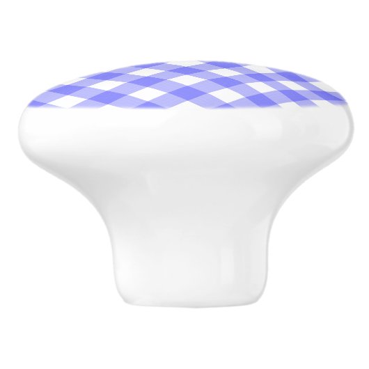 Hellblauer Gingham Keramikknauf (Seitenansicht)
