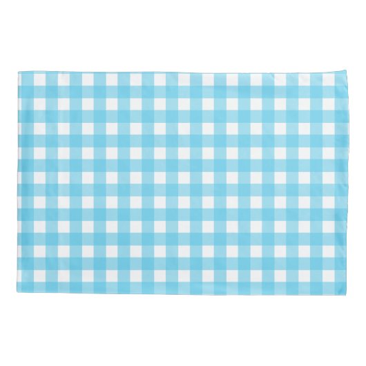 Hellblauer Gingham Kissenbezug (Rückseite)