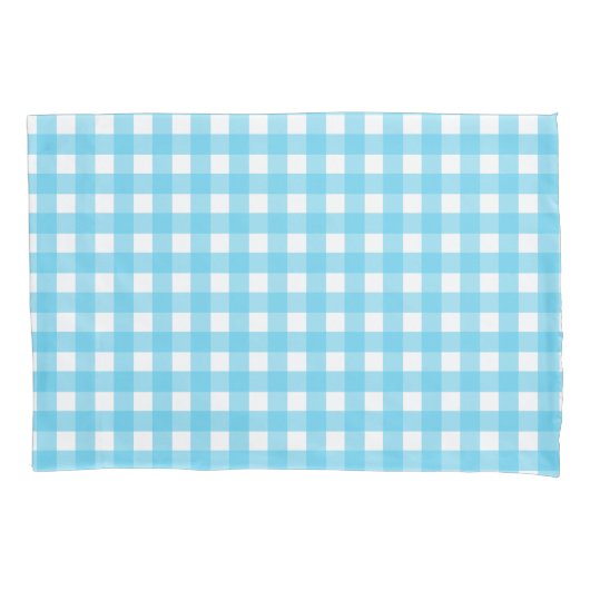Hellblauer Gingham Kissenbezug (Vorderseite)