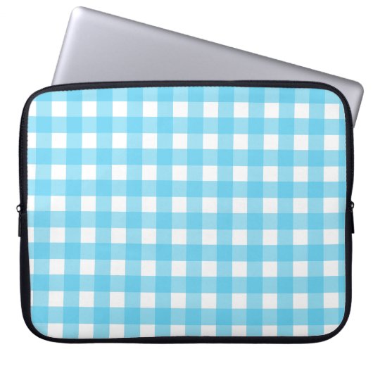 Hellblauer Gingham Laptopschutzhülle (Vorderseite)