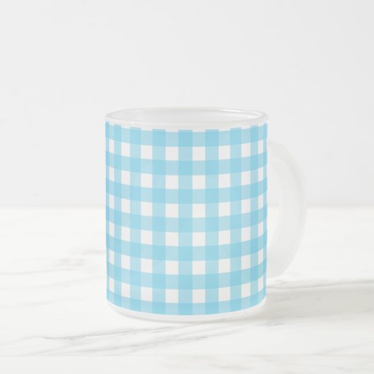 Hellblauer Gingham Mattglastasse (VorderseiteRechts)