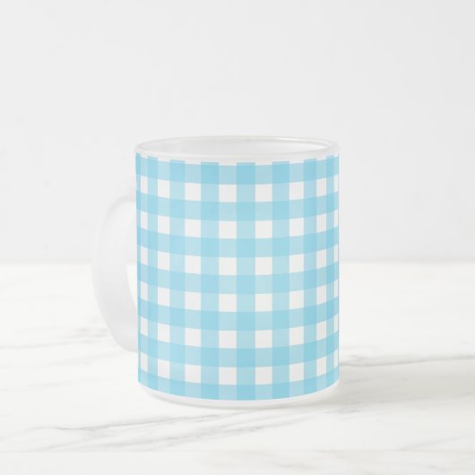Hellblauer Gingham Mattglastasse (Vorderseite Links)