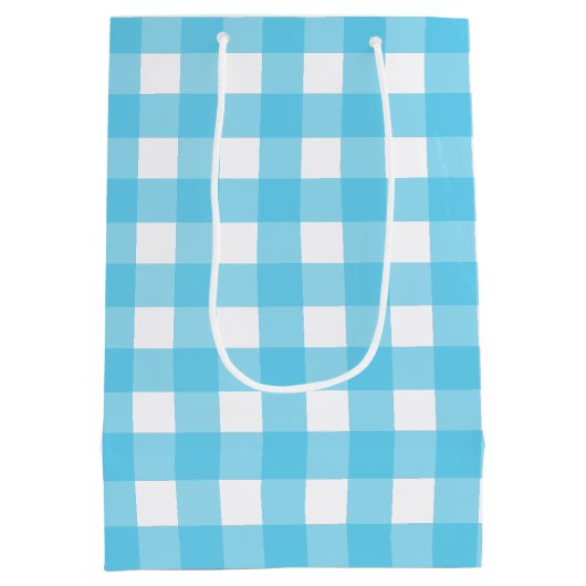 Hellblauer Gingham Mittlere Geschenktüte (Rückseite)