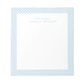 Hellblauer Gingham niedlicher personalisiert Notizblock (Vorderseite)