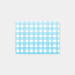 Hellblauer Gingham Post-it Klebezettel