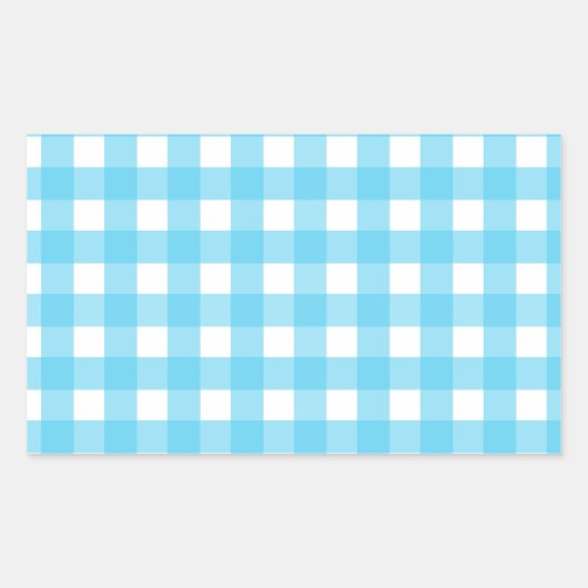Hellblauer Gingham Rechteckiger Aufkleber (Vorderseite)