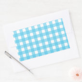 Hellblauer Gingham Rechteckiger Aufkleber (Umschlag)