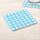 Hellblauer Gingham Rechteckiger Pappuntersetzer (angewinkelt)