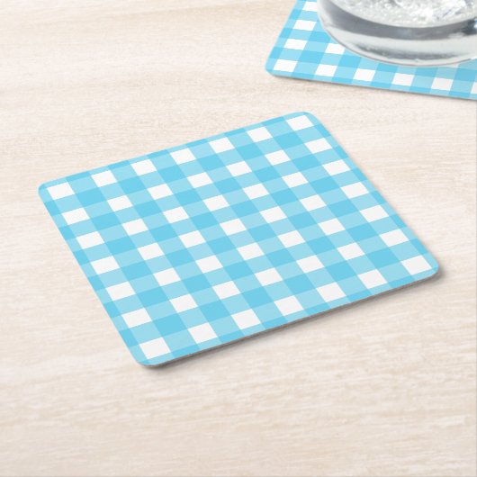 Hellblauer Gingham Rechteckiger Pappuntersetzer (angewinkelt)
