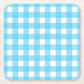 Hellblauer Gingham Rechteckiger Pappuntersetzer (Vorderseite)