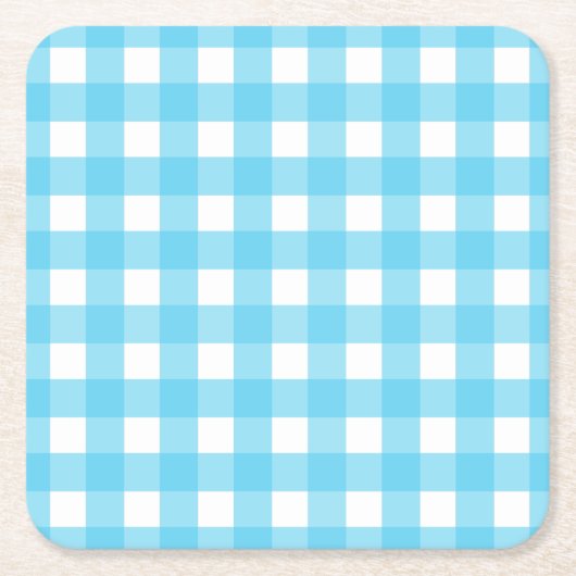 Hellblauer Gingham Rechteckiger Pappuntersetzer (Vorderseite)