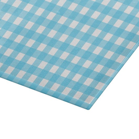 Hellblauer Gingham Schneidebrett (Ecke)