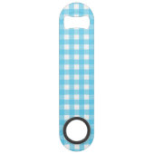 Hellblauer Gingham Speed Flaschenöffner (Rückseite)