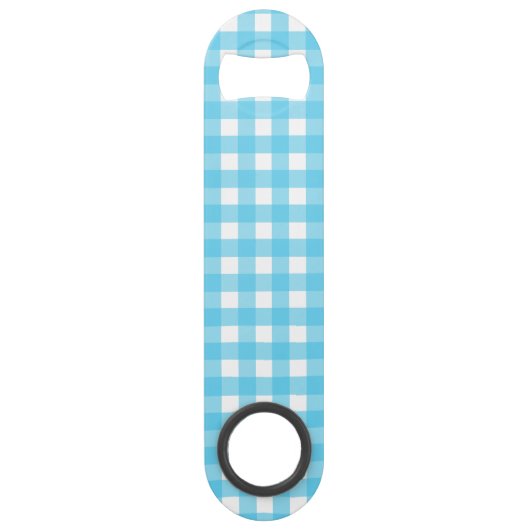Hellblauer Gingham Speed Flaschenöffner (Rückseite)