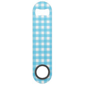 Hellblauer Gingham Speed Flaschenöffner (Vorderseite)