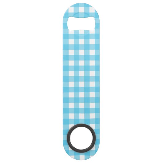 Hellblauer Gingham Speed Flaschenöffner (Vorderseite)