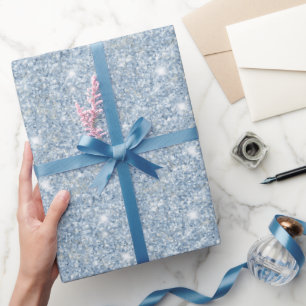 Hellblauer Glitter-Geburtstag Geschenkpapier