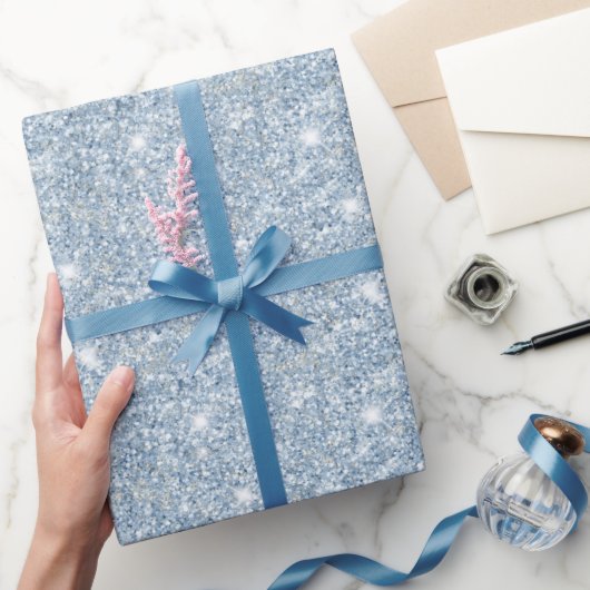 Hellblauer Glitter-Geburtstag Geschenkpapier (Schenken)