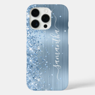 Hellblauer Glitter Glam Mädchen Unterschrift iPhone 16 Pro Hülle
