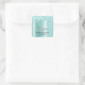 Hellblauer Glitter-Tropfen-Schimmer-Schatten Quadratischer Aufkleber (Tasche)
