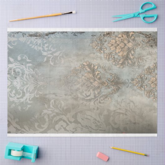Hellblauer Grau, gewitterter Damast Hintergrund Seidenpapier (Basteln)