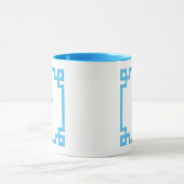 Hellblauer griechischer Schlüsselrand Monogramm Tasse (Zentrum)