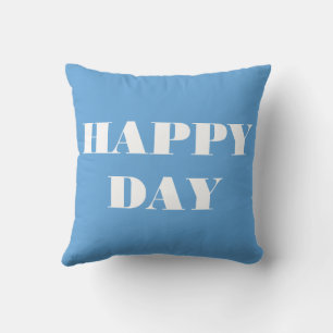 Hellblauer Happy Day Throw Kissen