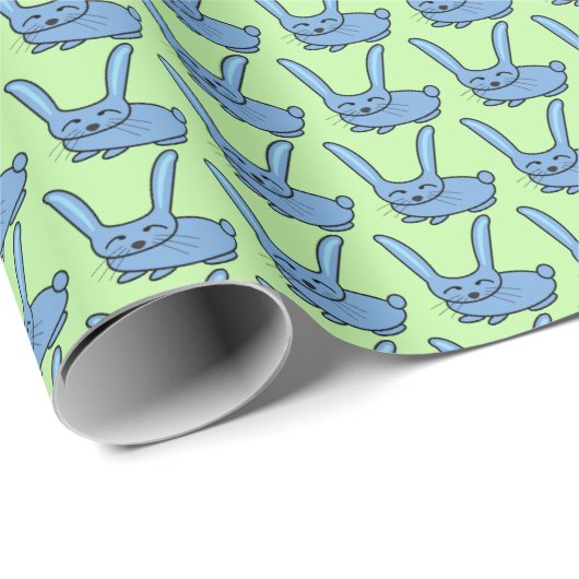 Hellblauer Hase Geschenkpapier (Rolleneckpunkt)