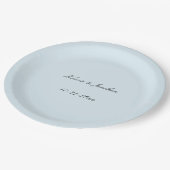 Hellblauer Hochzeitstag Pappteller (Schrägansicht)