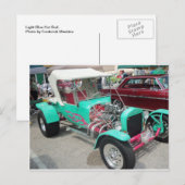 Hellblauer Hot Rod Postkarte (Vorne/Hinten)