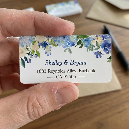 Hellblauer Hydrangea Wasserfarbenfloral Adressaufkleber