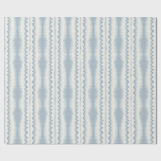 Hellblauer Ikat-Streifen auf Creme, Webmuster Geschenkpapier (Flach)