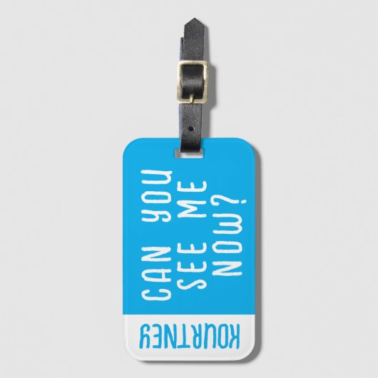 Hellblauer Individuelle Name Modernes, kühl Funny Gepäckanhänger (Vorderseite Vertikal)