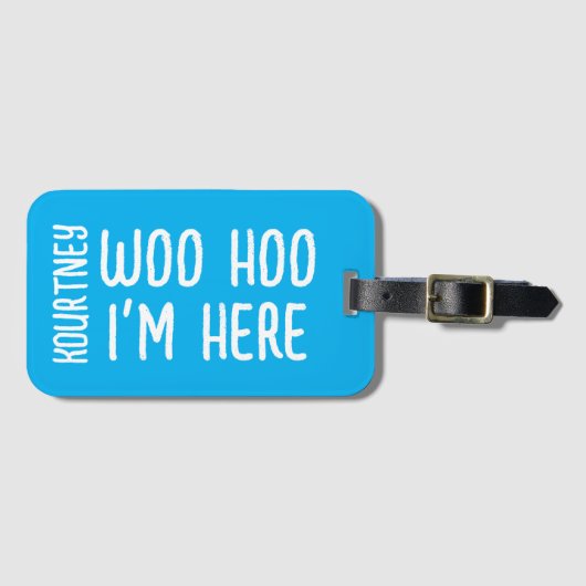 Hellblauer Individuelle Name Modernes, kühl Funny Gepäckanhänger (Vorderseite (Horizontal))