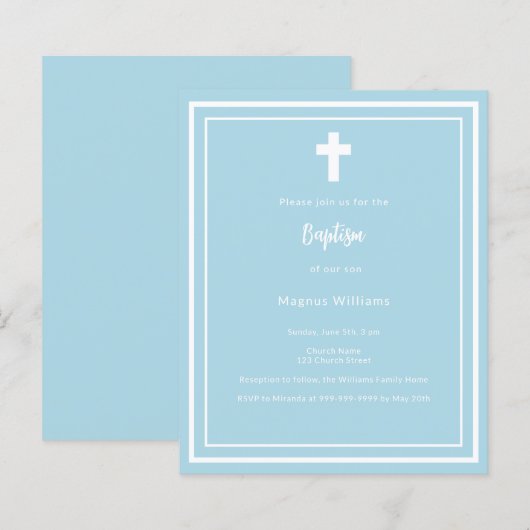 Hellblauer Junge Taufe (Vorne/Hinten)